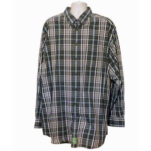 Roundtree & Yorke Casuals Shirt 3XT Blue Green Small Plaid Print Long Sleeve